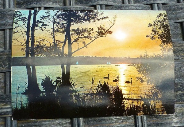 Sonnenuntergang an Havel Berlin Ansichtskarte 50er 60er Jahre KRÜGER 921/142 76 å *