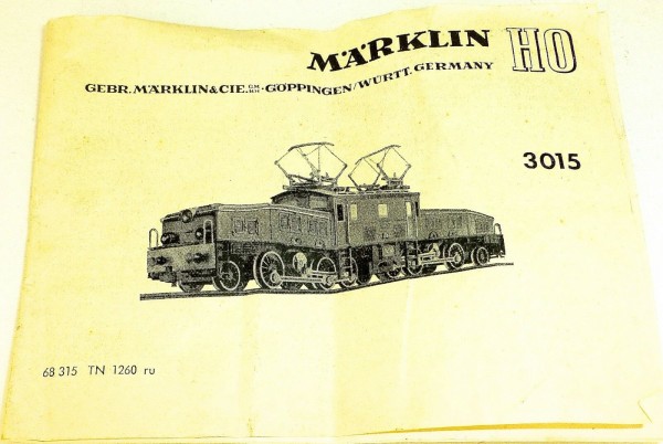 Märklin Anleitung Beschreibung 3015 68 315 TN 1260 ru å *
