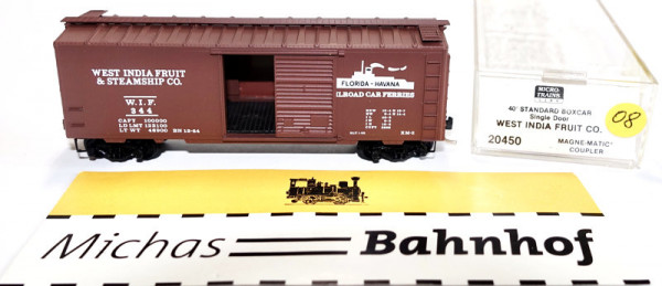 Micro Trains Line 20450 40&#039; Standard Boxcar West India Fruit 344 N 1:160 m08 å
