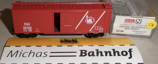 CNJ New Jersey 20505 40&#039; St Box Car Micro Trains Line 20196 1:160 OVP Ä04 å