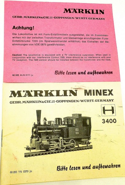 3400 Anleitung Märklin Minex 68 200 YN 0370 ju å √