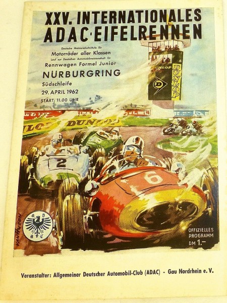 29. APRIL 1962 XXV Int ADAC Eifelrennen Nürburgring PROGRAMMHEFT VII14 å