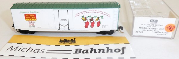 1991 Holiday MTL 50´ Boxcar Micro Trains Line 38170 N 1:160 Ω148 å
