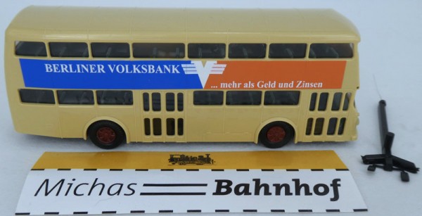 Berliner Volksbank Doppeldecker DE Büssing Bus Berlin BVG Omnibus H0 å