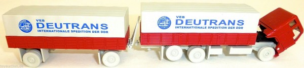 DEUTRANS VEB Spedition blau DDR F 88 Hängerzug Pritsche Plane H0 1:87 UE2 å