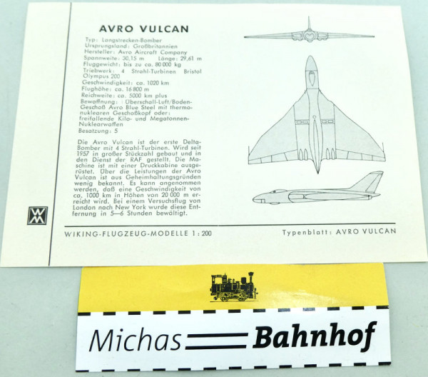 WIKING FLUGZEUG MODELLE 1:200 Anleitung AVRO VULCAN SCH å