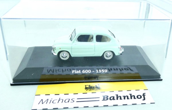 Fiat 600 1959 mintgrün PKW 1:43 in Box Hachette Atlas ABADD108 OVP Neu KB3 y