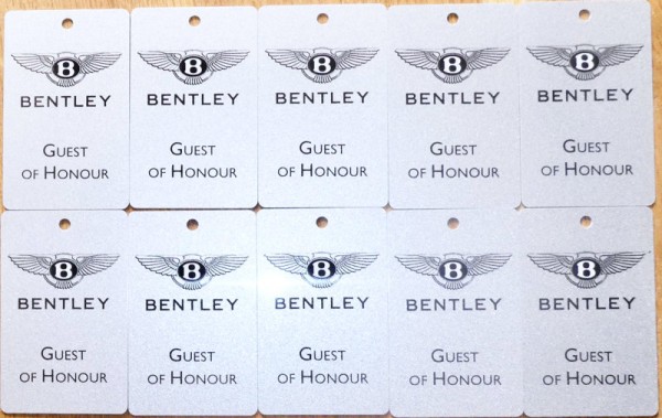 10 x Bentley Guest of Honor Plastik Schlüsselkarte Veranstaltung grau metallic å