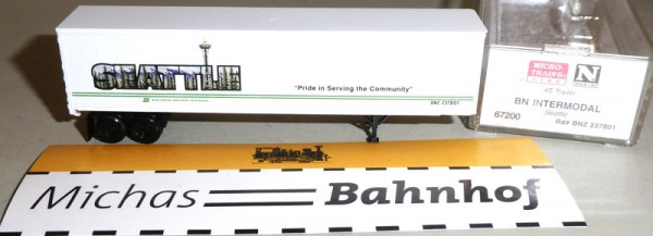 BN Intermodal Seattle BNZ 237801 45&#039; Trailer Micro Trains Line 67200 N 1:160 ¡45 å