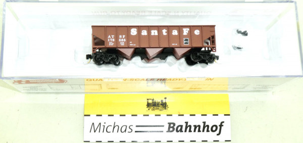 Roundhouse 86008 Santa Fe 40&#039; 3-Bay Ribbed-Side Hopper N 1:160 OVP #Y HR2 å