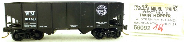 Micro Trains Line 56092 Western Maryland 10140 33&#039; Twin Hopper OVP 1:160 #K166 å