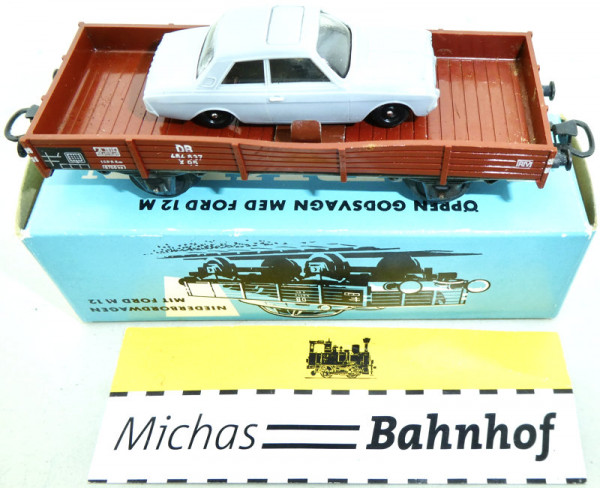 Märklin 4504 Niederbordwagen mit Ford M 12 PKW OVP Li3 å