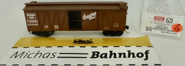 Chicago Burlington 40&#039; Outside Braced Box Car Micro Trains Line 28150 1:160 P57å