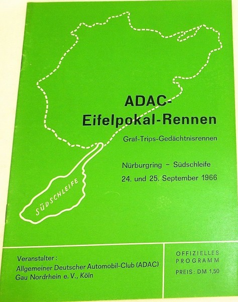 24.u 25. Sept 1966 ADAC Eifelpokal Rennen Trips Nürburgring PROGRAMMHEFT VI10å *