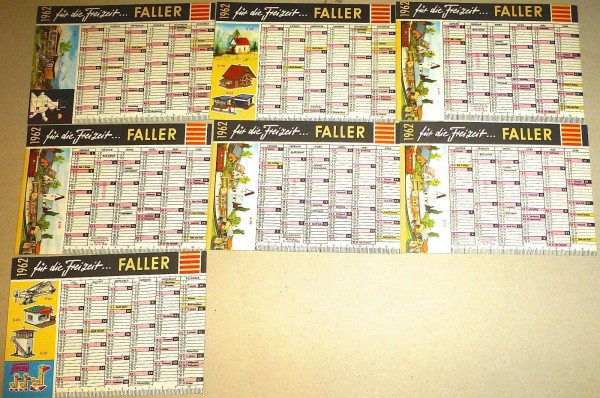 7 x Faller für die Freizeit 1962 Kalender å *