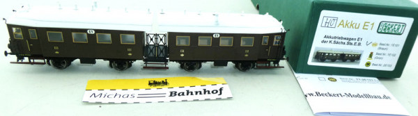 Beckert 1E101 Akkutriebwagen E1 Ep1 Braun K.Sächs.Sts.E.B Kleinserie H0 1:87 LJ3 å