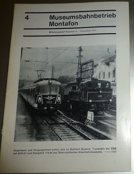 Museumsbahnbetrieb Montanfon Mitteilungsblatt 4 Dezember 1971 HJ3 å *