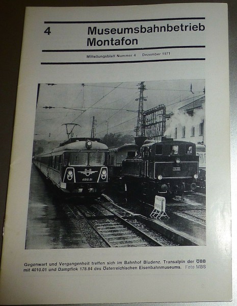 Museumsbahnbetrieb Montanfon Mitteilungsblatt 4 Dezember 1971 HJ3 å *