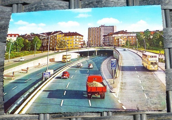 Stadtautobahn Halensee Berlin Ansichtskarte 50er 60er Jahre KRÜGER 921/19 96 å *