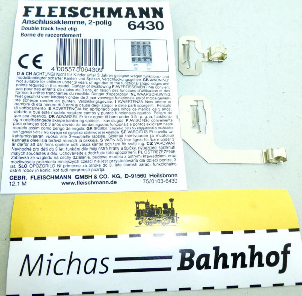 Fleischmann 6430 Anschlussklemme 2-polig HO 1:87 NEU Lj3 µ