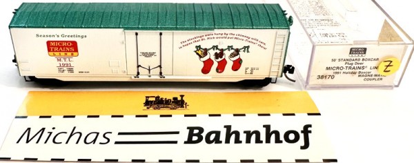 Micro Trains Line 38170 50’ Box Car Plug Door 1991 Holiday Boxcar N 1:160 ¥Z å