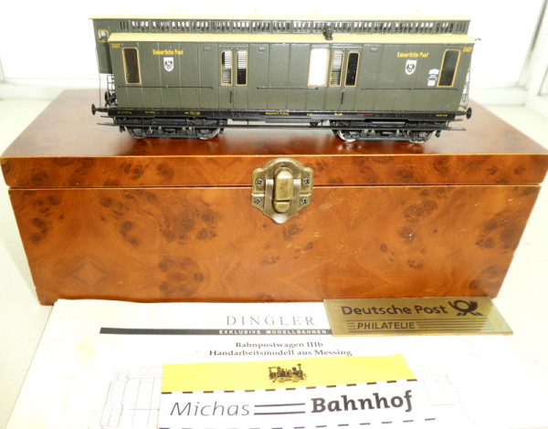Dingler Bahnpostwagen Illb Handarbeitsmodell aus Messing 1:87 KA3 å