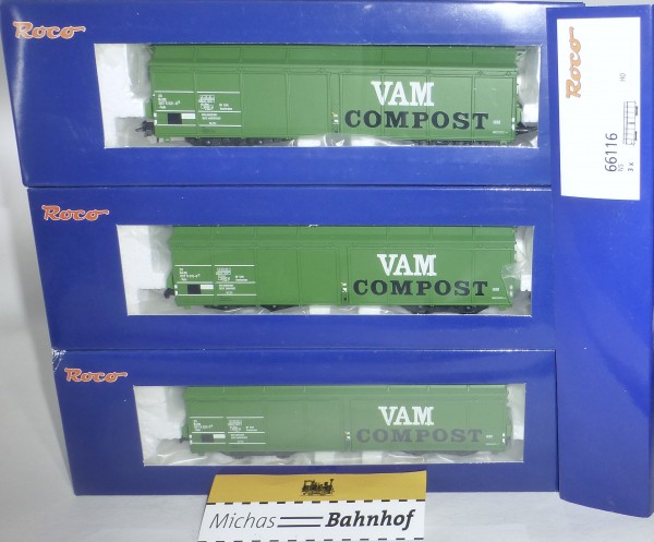 NS Kompostwagen Roco 66116 Klappdeckelwagen EpIV Set 3-tlg H0 1:87 OVP #LH3 å