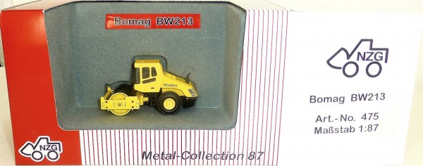 Bomag BW213 D-3 Straßenwalze gelb NZG 475 Metall Collection H0 1:87 OVP HI6 µ *