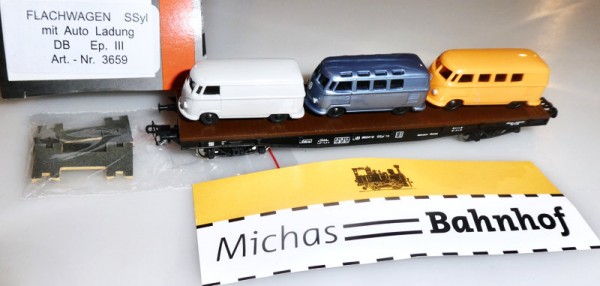 Flachwagen SSyl mit Auto Ladung VW T1 Ep3 Peresvet 3659 TT 1:120 NEU HK5 å