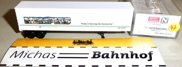 BN Intermodal Memphis BNZ 237875 45&#039; Trailer Micro Trains Line 67190 N 1:160 ¡47 å