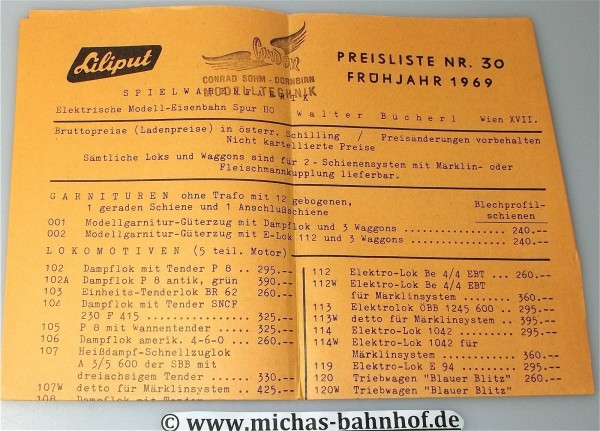 Liliput Preisliste Nr 30 Frühjahr 1969 å