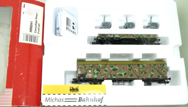 Rivarossi HR6041 Camouflage Wagenset Tarnfarbe 2tlg mit Ladung H0 1:87 OVP #KC2 å