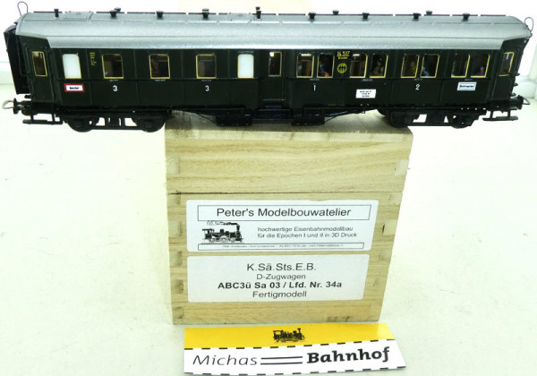 Peter's Modelbouwatelier АBС3ü Sa 03 K.Sä.Sts.E.B D-Zugwagen H0 1:87 LJ3 å