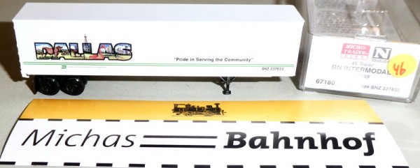 BN Intermodal Dallas BNZ 237833 45&#039; Trailer Micro Trains Line 67180 N 1:160 ¡46 å