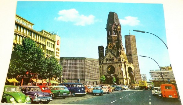 VW T1 Gedächtniskirche neu und alt Berlin Ansichtskarte 50er 60er Jahre 14 å