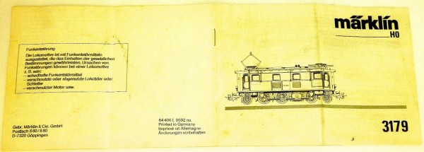 3179 Anleitung Märklin 64 406 L 0592 na H0 å*
