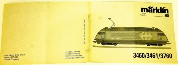 3460 3461 3760 Anleitung Märklin 64 822 OA 0493 se H0 å*