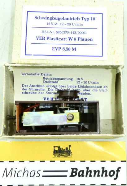 Plasticart Schwingbügelantrieb Typ 10 16 V s 12 - 20 U/min VEB Plauen OVP HD6 å