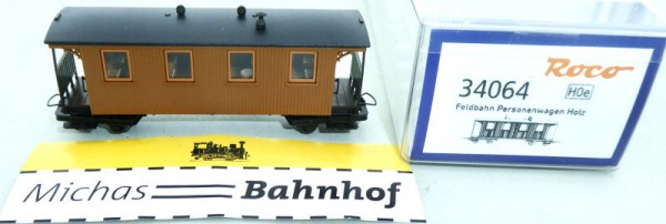 Roco 34064 Schmalspur Feldbahn Personenwagen Holz Ep4 H0e OVP neu HR6 µ