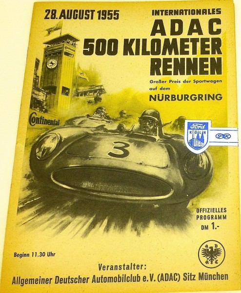 28. AUGUST 1955 Internat ADAC 500 km Rennen Nürburgring PROGRAMMHEFT VII09 å