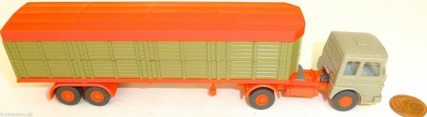 Tiertransporter geschlossen grünbeige Deutrans orange Auflieger LKW H0 1:87 #LI6 å