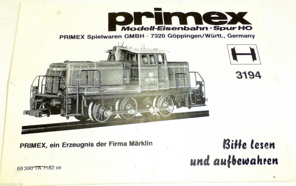 Anleitung Märklin Primex 3194 68 390 TA 1182 se å