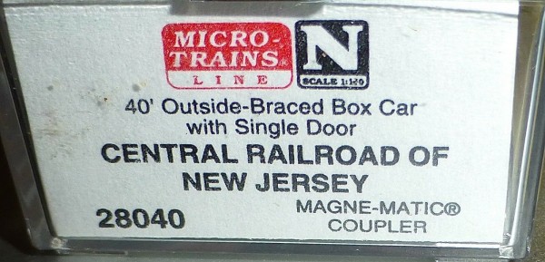 40´ Rib Side Boxcar CENTRAL RR N.J. 17235 Micro Trains Line 28040 N 1:160 C å*