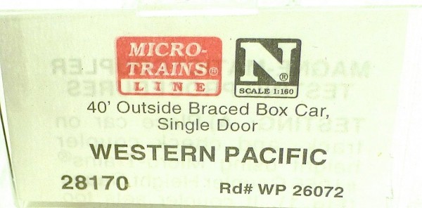 40´ Outside Br Boxcar WESTERN PACIFIC 26072 Micro Trains Line 28170 N 1:160 C å*