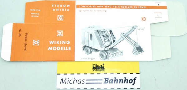 Wiking 66 Löffel Bagger auf Rädern Karton leer H0 1:87 å