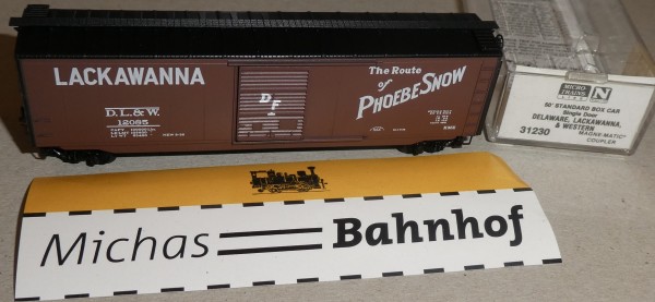 D.L.&amp;W. 12085 50&#039; St Box Car Micro Trains Line 31230 1:160 OVP ø15 å