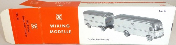 54 Großer Post Lastzug mit Anhänger Postlastzug Wiking Karton leer å *