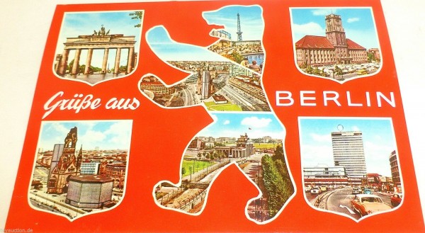 Grüße aus Berlin Bär Berlin Ansichtskarte 50er 60er Jahre 45 å