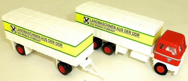 Landmaschinen aus der DDR VEB Weimar LKW Pritsche Hängerzug H0 1:87 HL1 å *