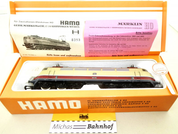Märklin Hamo 8353 E03 002 Ellok Prüfsiegel Anleitung H0 1:87 OVP Karton HC5 å
